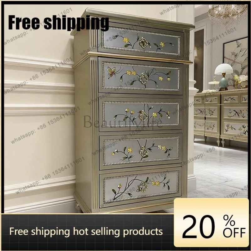 jj5 American light luxury chest of drawers, hand-painted gold porch retro locker