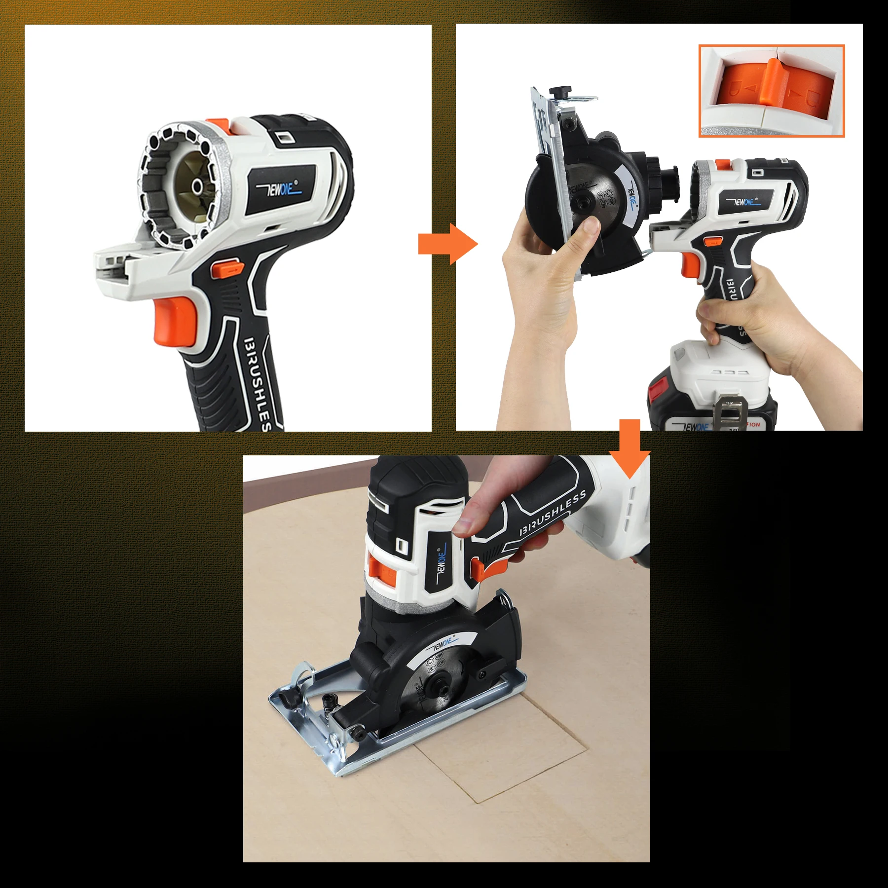 Compatible MAKITA 18V Brushless Chainsaw & Drill Screwdriver Reciprocating/Jig/Circular Saw Oscillating tool Sander Combo kit