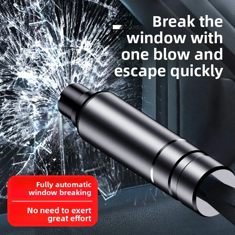 Car window breaker Emergency escape hammer Window breaker with cutter 2-in-1 multi-functional metal mini car safety hammer