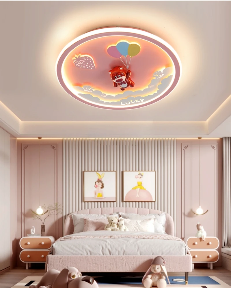 Rocket Bear Plafondlamp Kinderkamer Studie Meisjes Jongens Plafondlamp Slaapkamer Prinses Vechter Verlichting Kamer Binnenverlichting