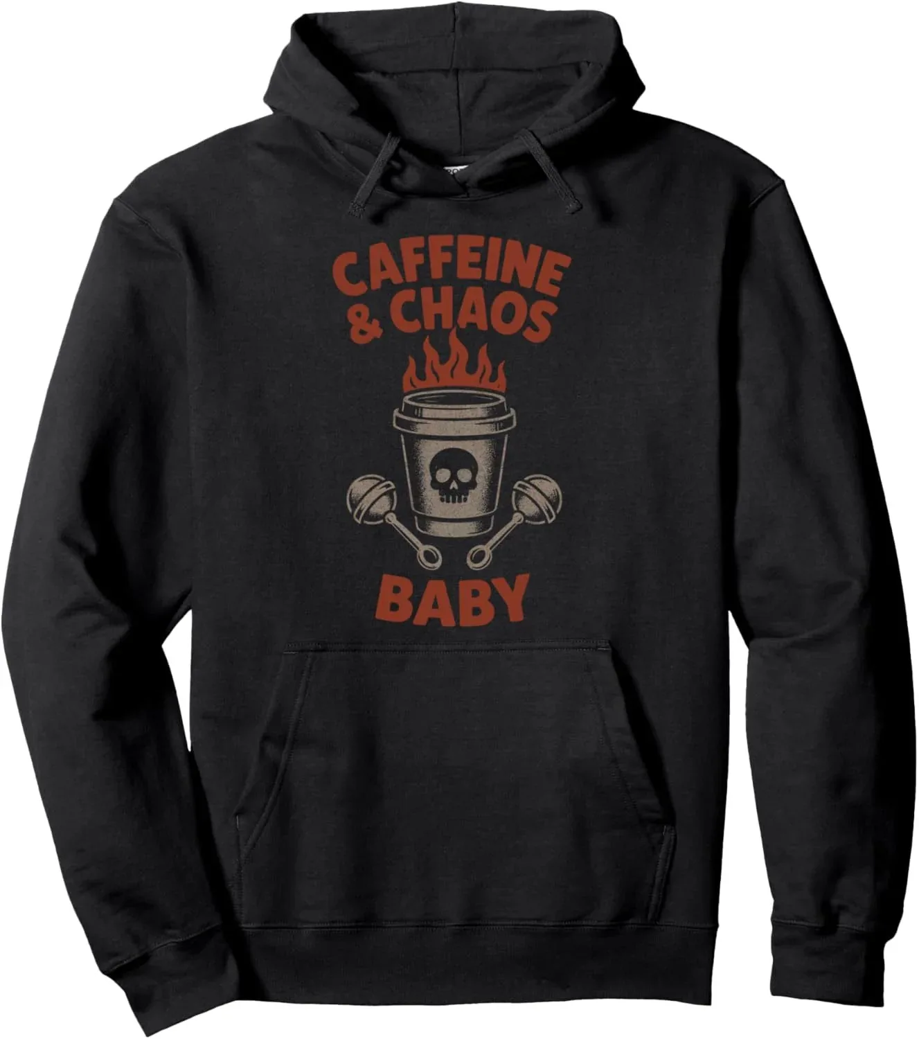 

Autumn and Winter "Caffeine & Chaos Baby" Edgy Coffee - Themed Cotton Hoodie, Stylish and Fun Sweatshirt