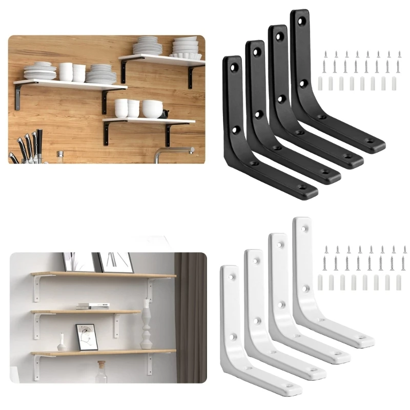 4 Pack Sturdy Metal Wall Shelf Brackets for Stylish and Functional Home Design