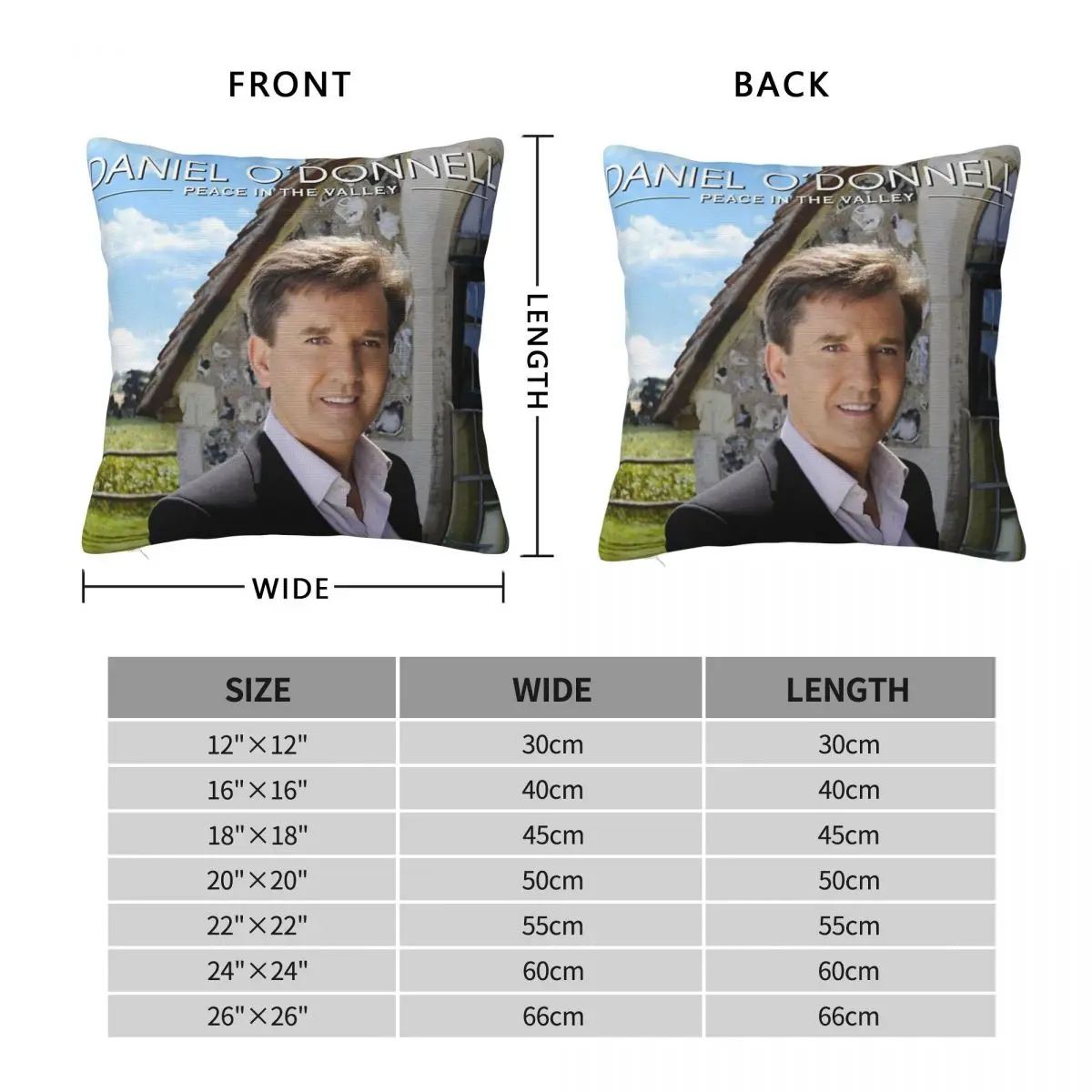 Daniel O'Donnell Peace In The Valley Square Pillowcase Polyester Linen Velvet Creative Zip Decor Pillow Case Room Cushion Case