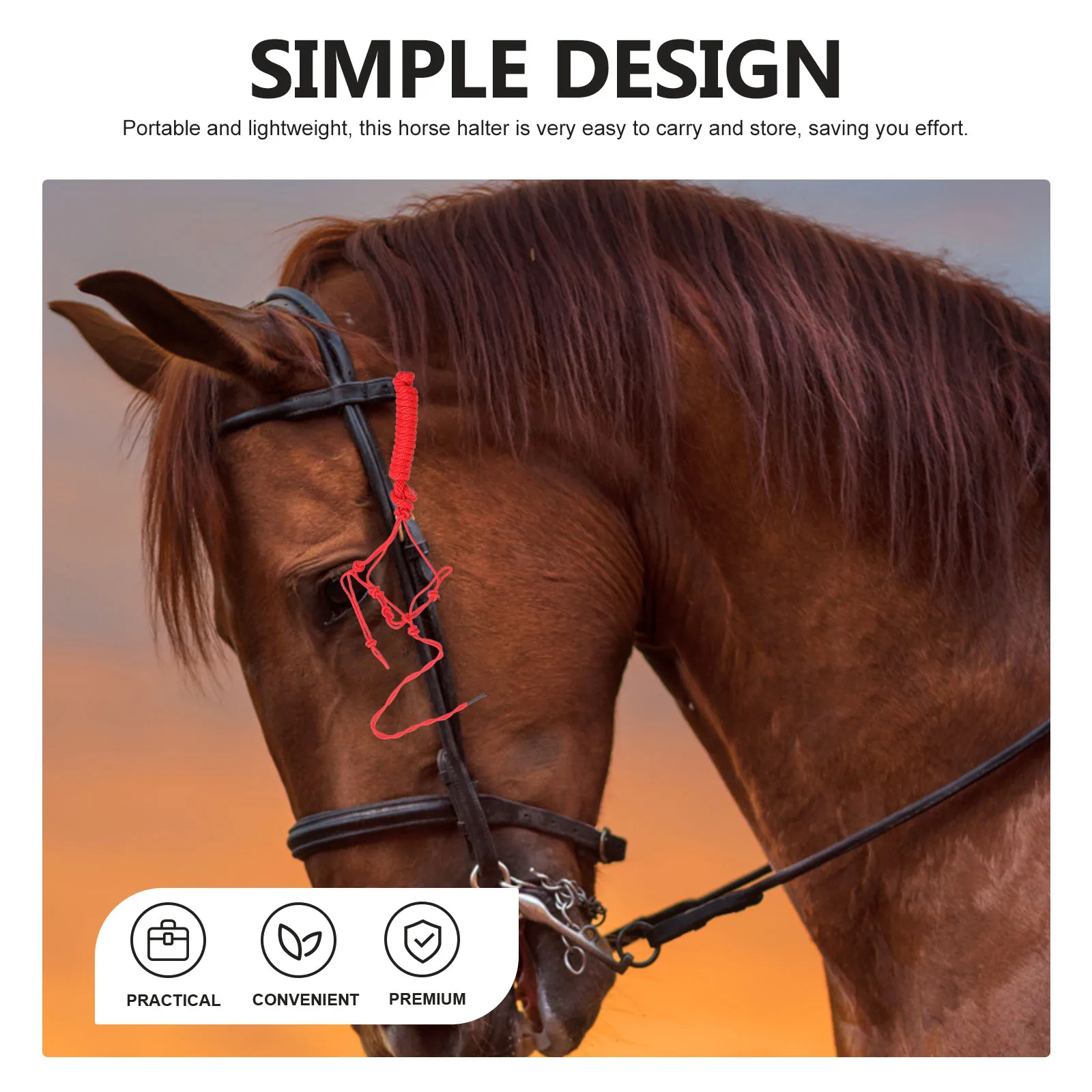 

Horse For Training Wear-Resistant Rope Halter Portable Lightweight Head Durable Bridle Halter Breast Collar