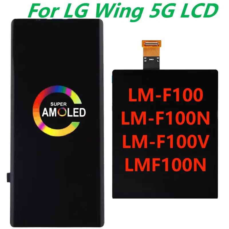 6.8  Original AMOLED For LG Wing 5G LCD Display Touch Screen Digitizer For LG Wing 5G LM-F100V LMF100N LCD Screen Replacement