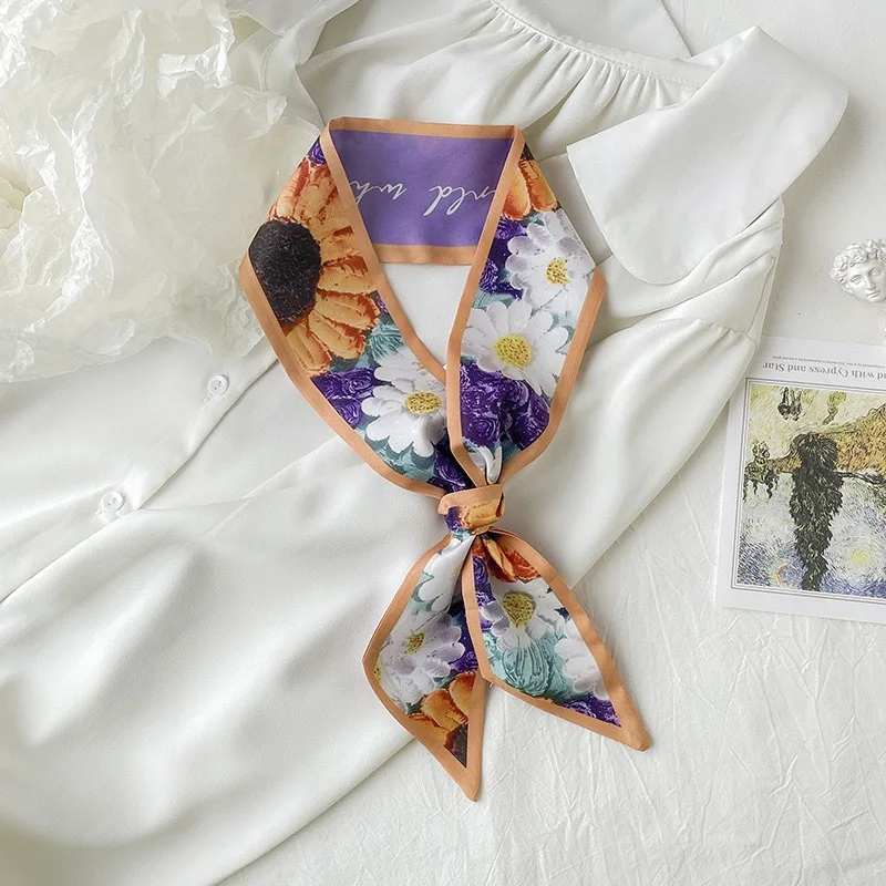 Imagen 7: Pañuelos de la Serie Pintura al Óleo Primaverales de Alta Moda para Mujer, Pañuelo para el Cabello Estético Estilo Boho, Ideal para Fiestas, Vacaciones, Playa y Fin de Semana, Diseño Único