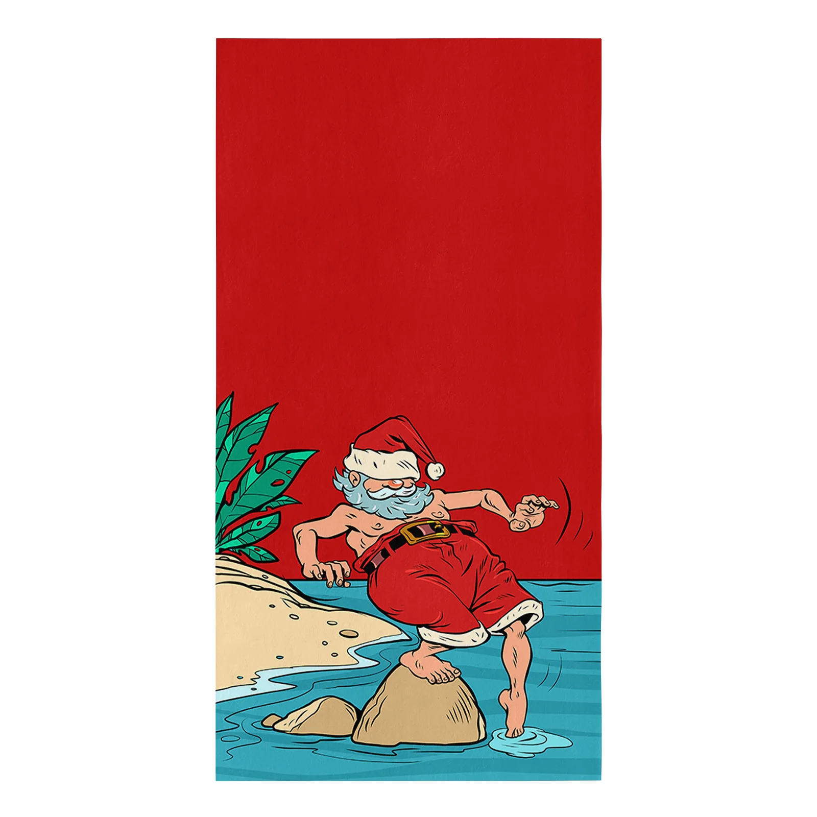 Christmas Summer Santa Claus Swimming Red Soft Microfiber Kitchen Towel Absorbent Dish Cloth Towels Kichen Cleaning Supplies