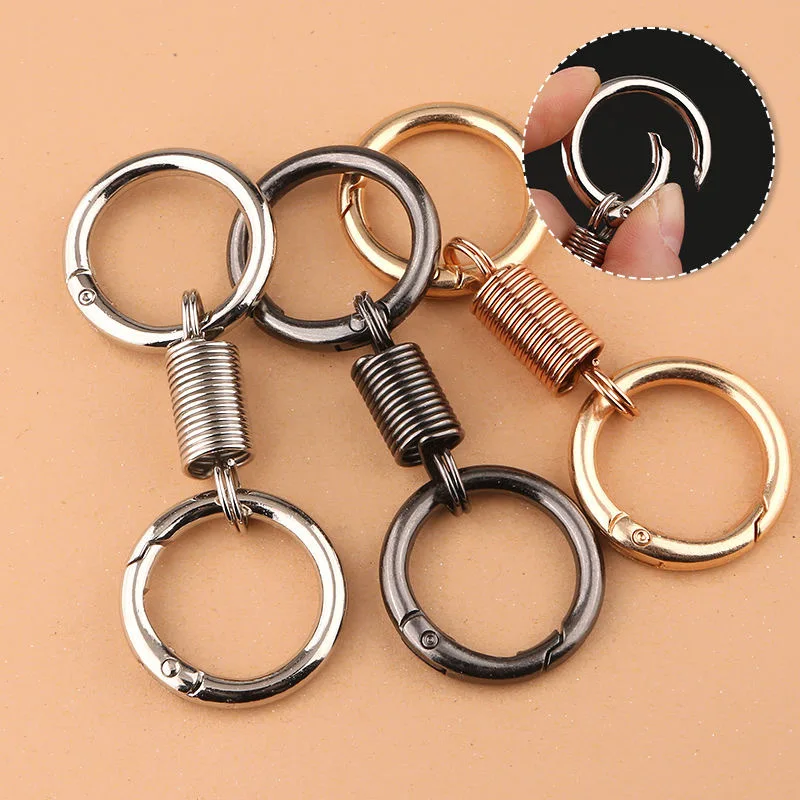 5 uds. De cierres de resorte de doble anillo redondo de Metal, conector de mosquetón que se puede abrir para llaveros DIY, Clips para bolsa, ganchos, suministros para fabricación de joyas