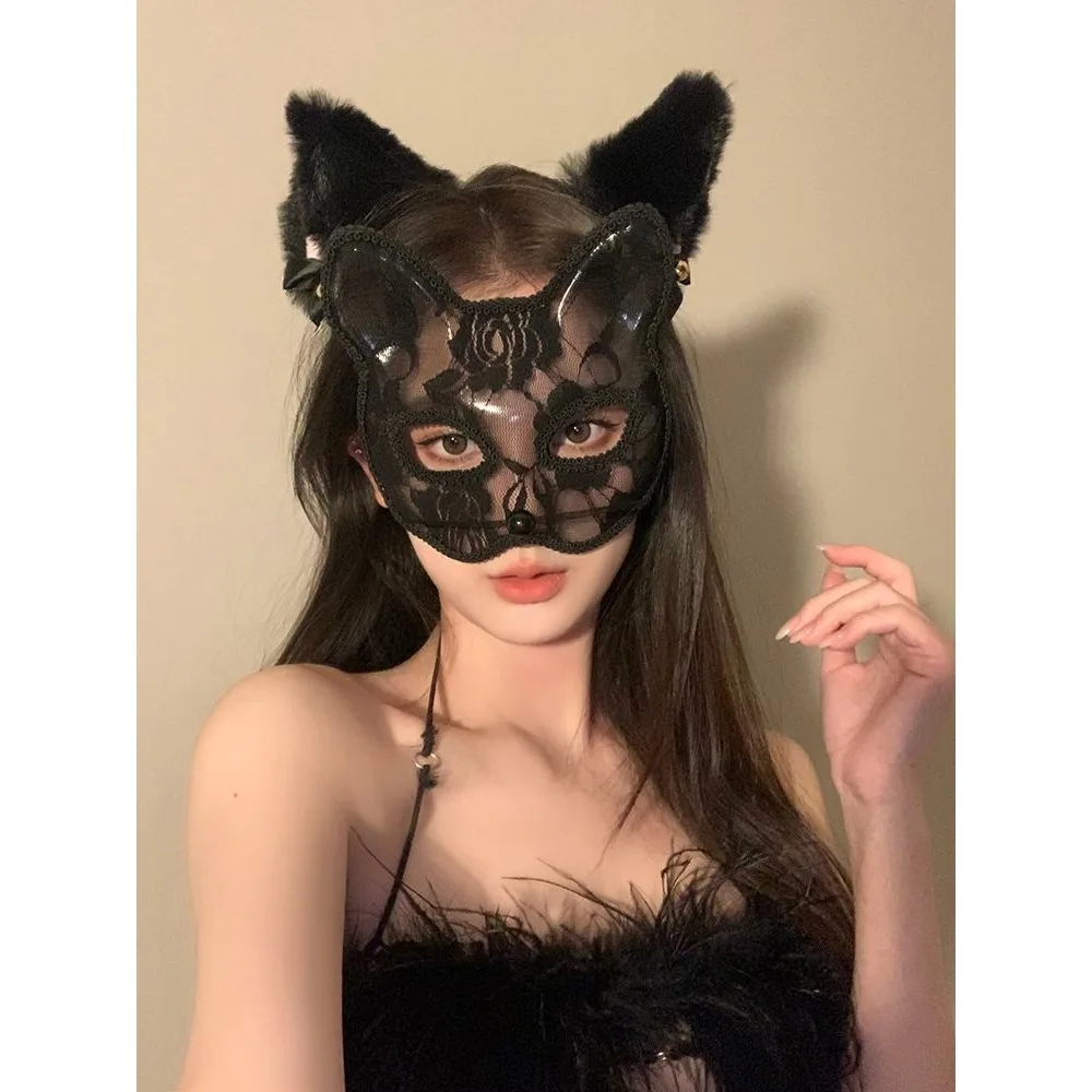 Halloween Sexy Volwassen Kant Masker Maskerade Partij Kat Oren Vrouwelijke Half Gezicht Catwoman Masker Cosplay Grappige Vrouw Heren Kostuum Anime