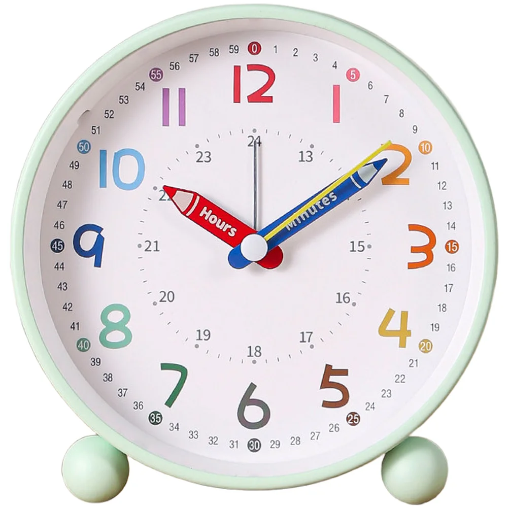 Bedroom Study Desk Navy Blue,Beige,Pink,Green,Red Silent Alarm Clock Educational Time Learning Clock Children Alarm