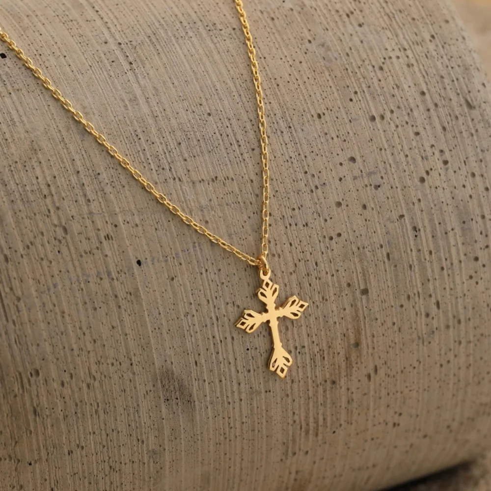 Cross Necklace Women's Gold Christian Gift for Mom Religious Gift for Daughter Christmas Gift for Grandma