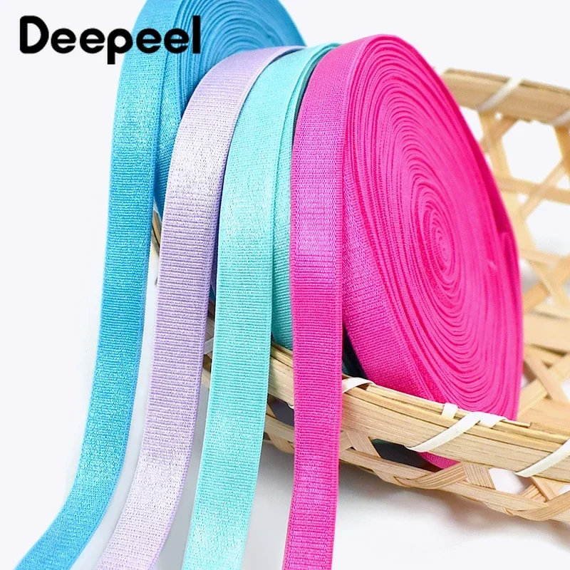 5/10Meters Deepeel 10mm Colored Nylon Elastic Bands Soft Bra Ribbon Shoulder Strap Clothing Belt DIY Sewing Decoration Accessory