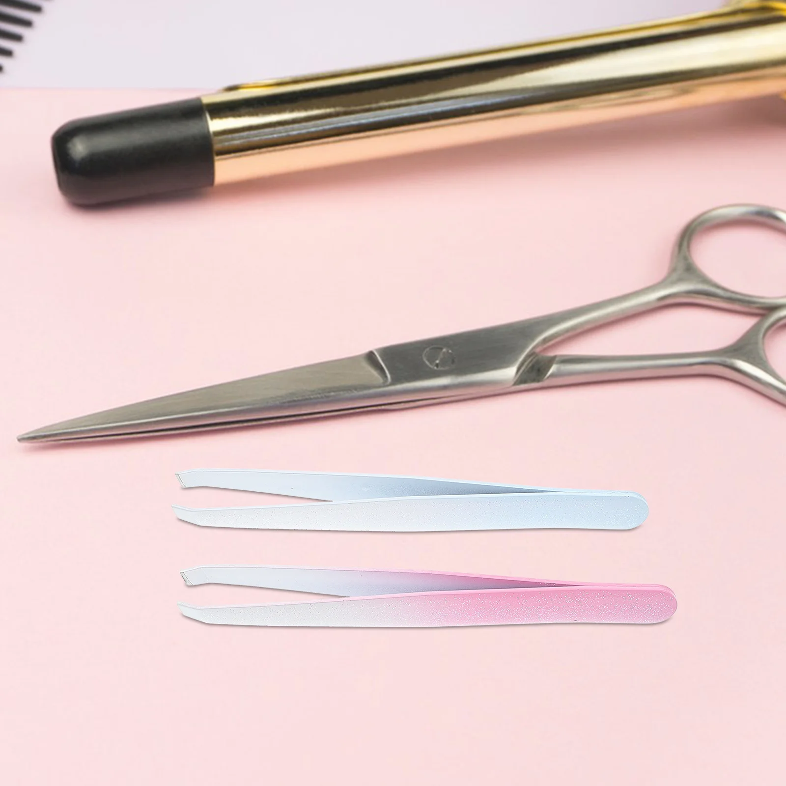 Pinzas para cejas inclinadas de acero inoxidable, herramienta de belleza para dar forma al vello Facial, 4 Uds.