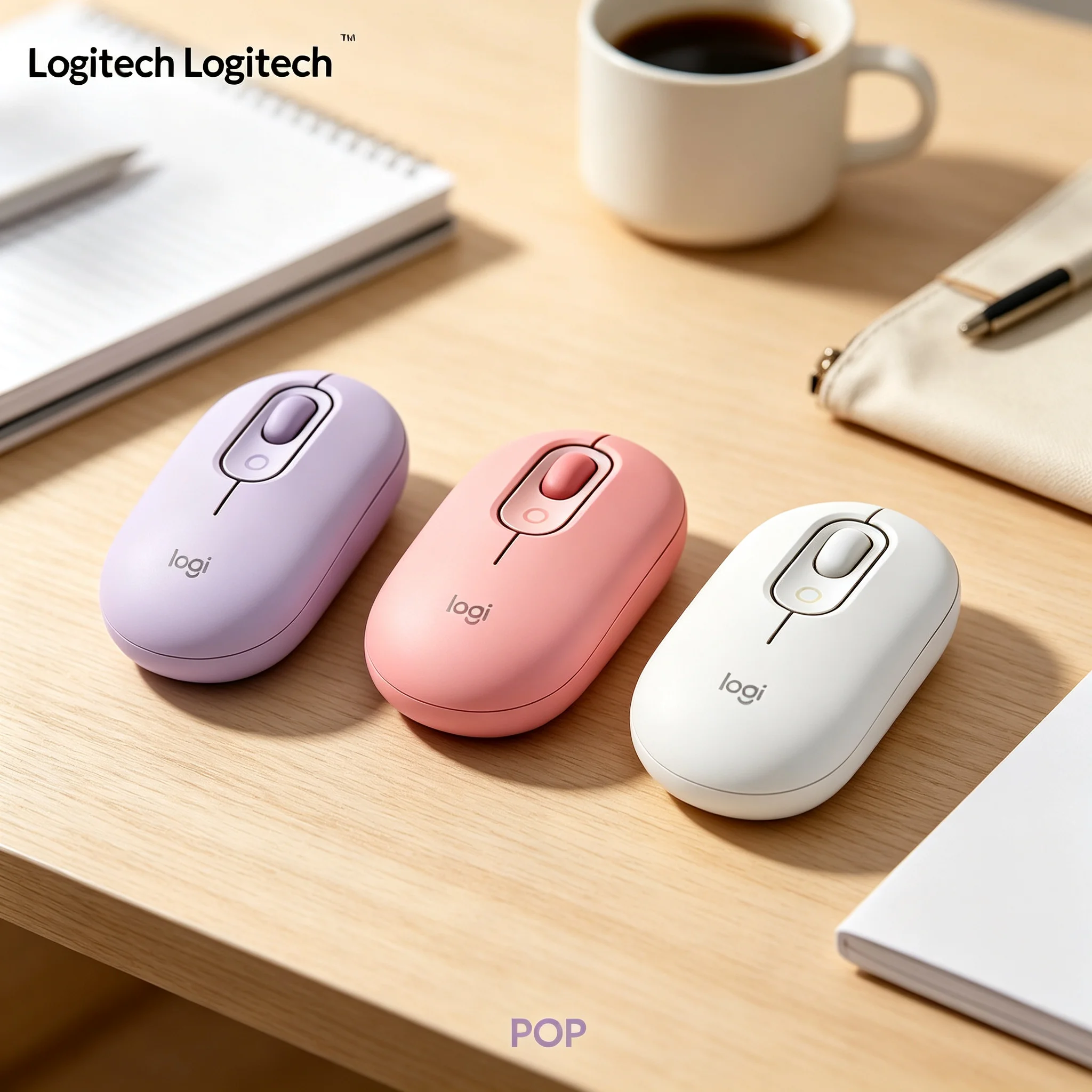 Logitech POP Portable Mini Silent Bluetooth Wireless Mouse Cute Lovely Color Compact Mice For Student Notebook Mac Tablet PC