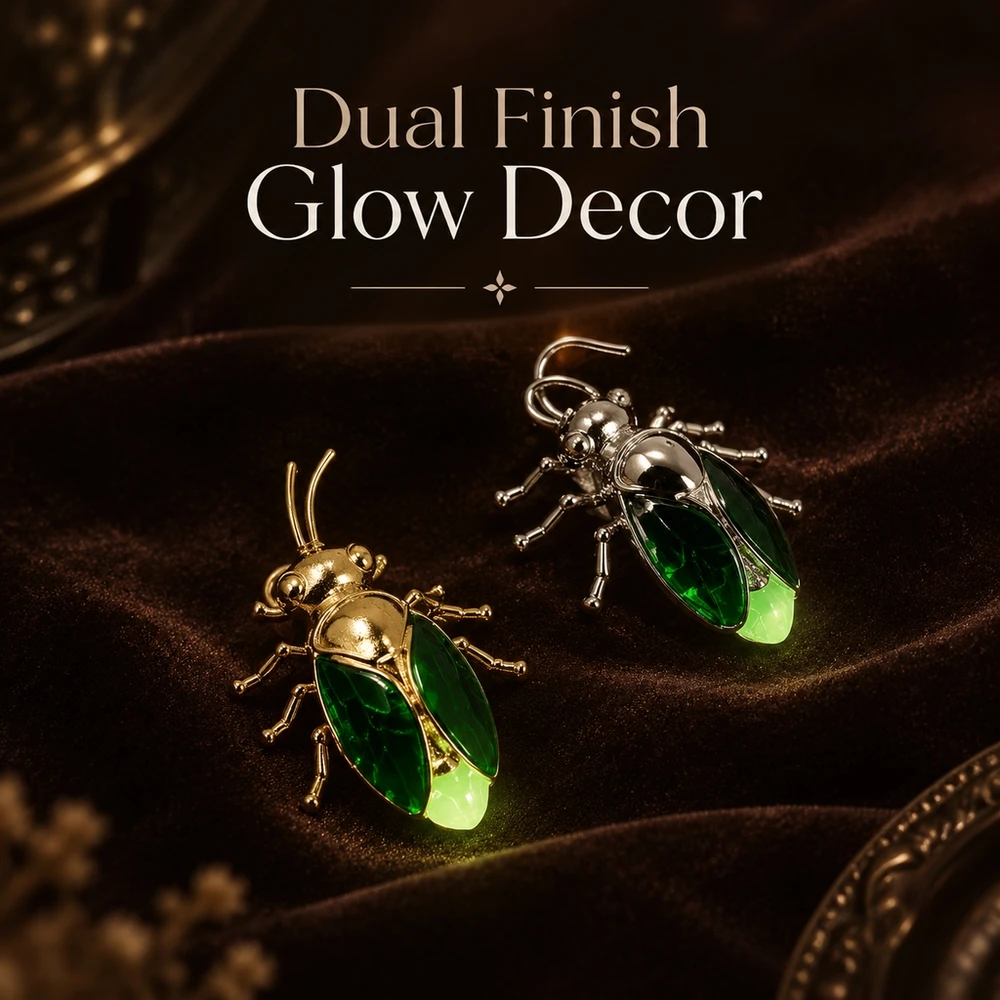 Luminous Firefly Resin Figure Gold Glow in Dark Bug Ornament for Bedroom Nightstand Living Room Decor