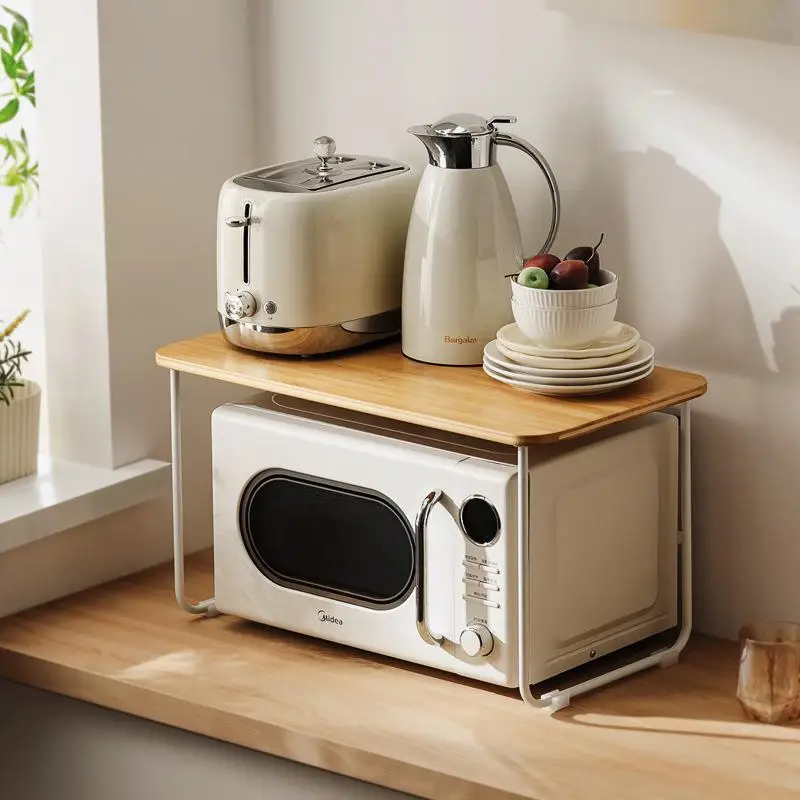 Modern Minimalist Kitchen Microwave Oven Rack Stainless Steel Home Appliance Storage Shelf Multi-Function Countertop Soup Pot