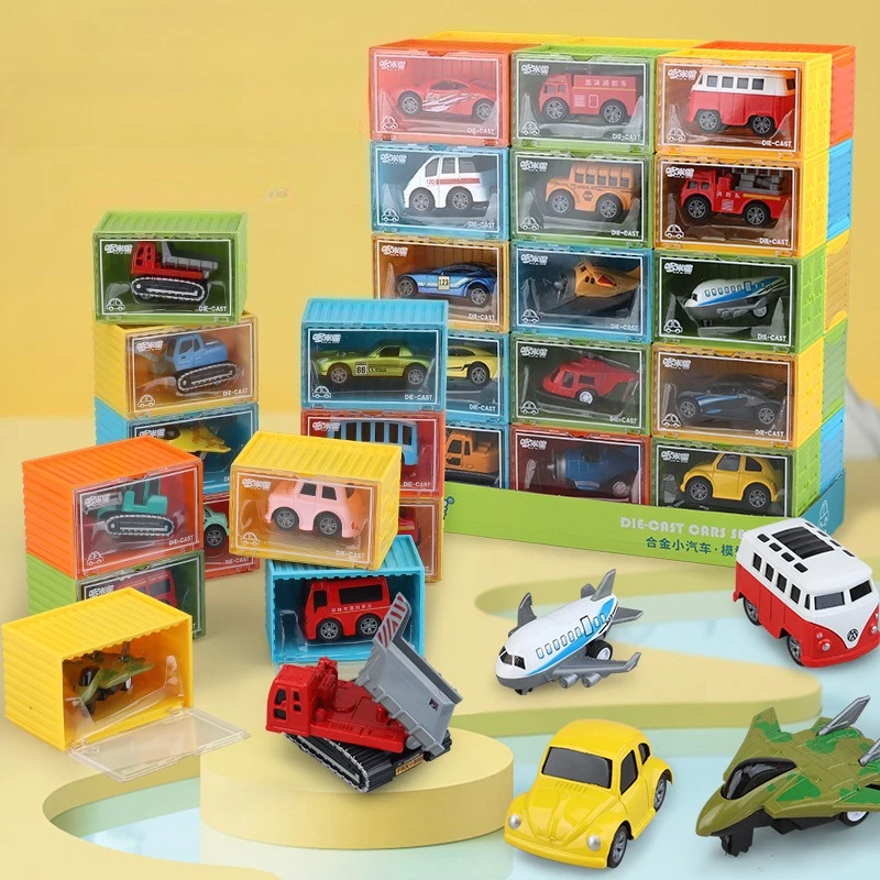 

Children's Toys 30 Alloy Pull-back Cars and Airplanes with Rainbow-colored Containers To Store Alloy Pull-back Cars