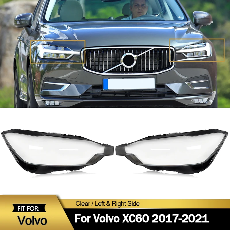 

Left+Right Headlight Headlamp Clear Lens Auto Shell Cover for Volvo XC60 2017-2021 Lampshade Shell Head Lamp Lens Covers