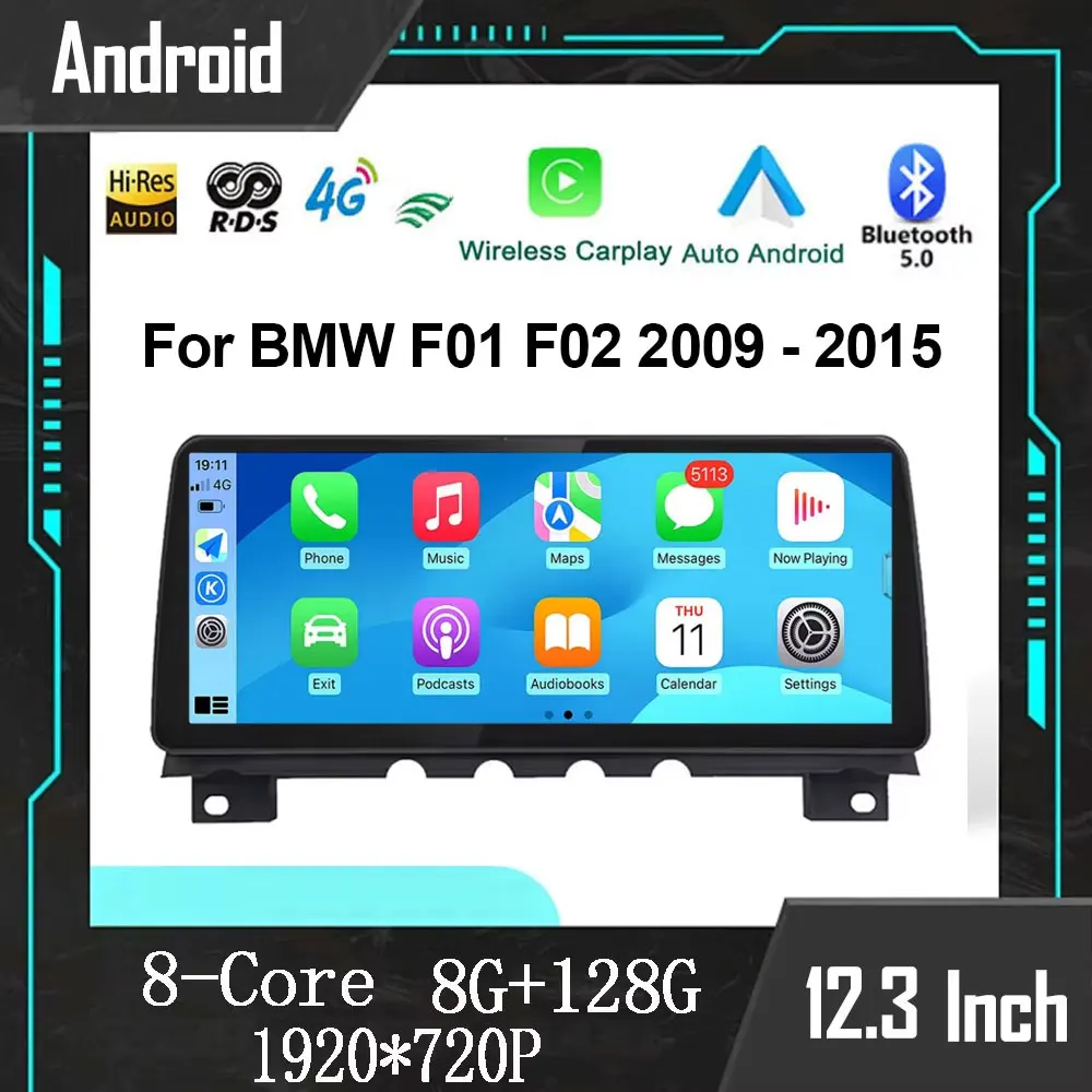 Android OS For BMW 7 Series F01 F02 2009 - 2015 CIC NBT Car Video Player Auto Apple Wireless Carplay DSP Tools Fan split screen