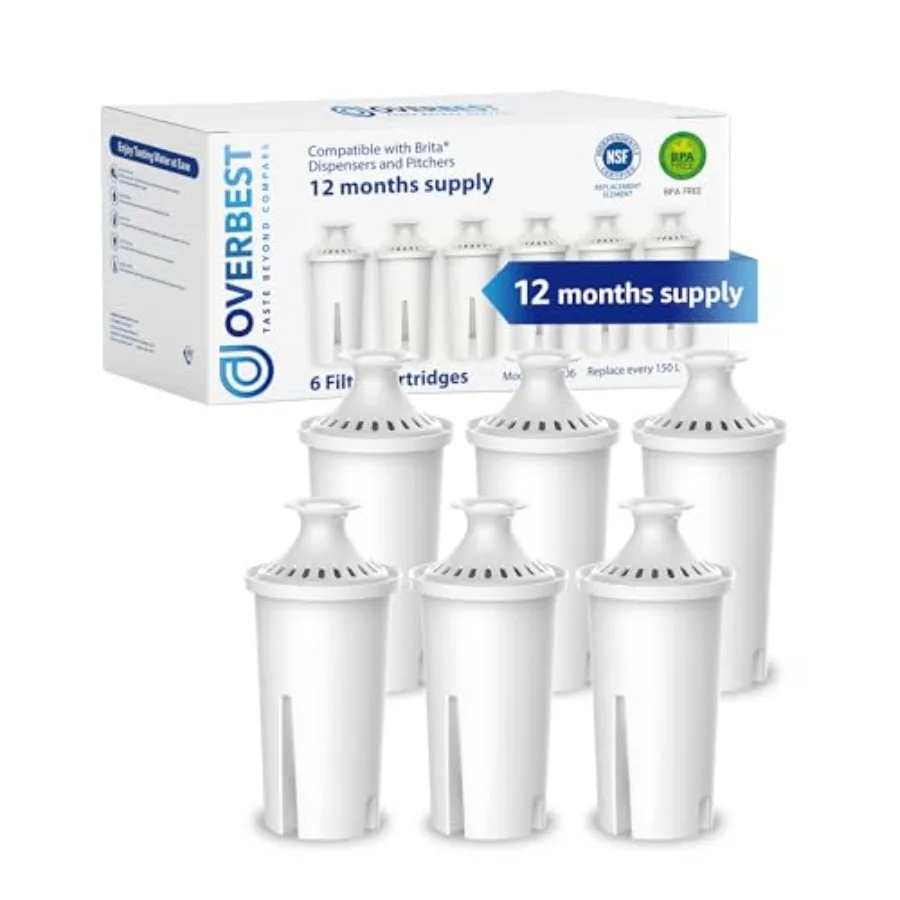 

7006 Pitcher Water Filter, Replacement for Brita® Filter, Brita® Pitchers and Dispensers, 35557, OB03, Mavea® 107007, and More,