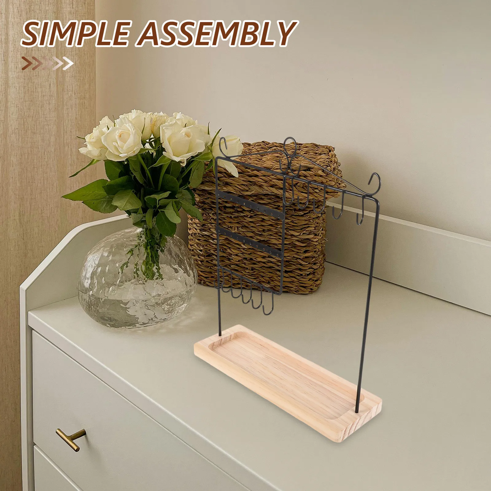 Iron Jewelry Stand Organizer for Necklaces Bracelets Earrings Display Storage Space Saving Elegant Multilayer Rack Jewelry