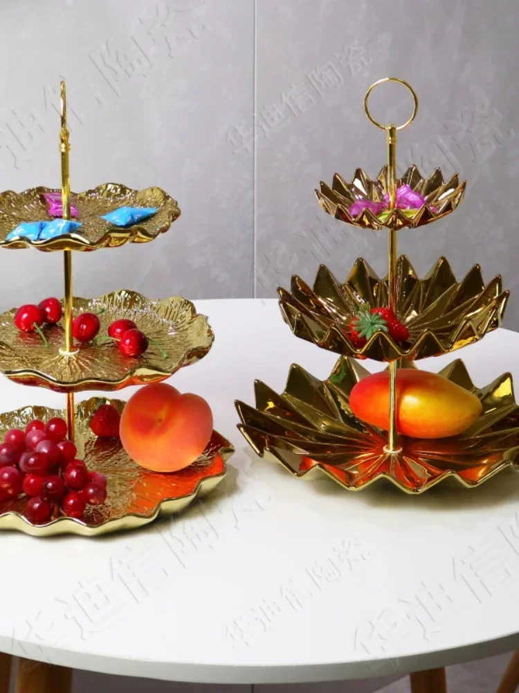 Three-Layer Candy Plate Hotel Restaurant Multi-Layer Snack Dried Fruit String Disk Creative Double-Layer Ceramic Fruit Plate