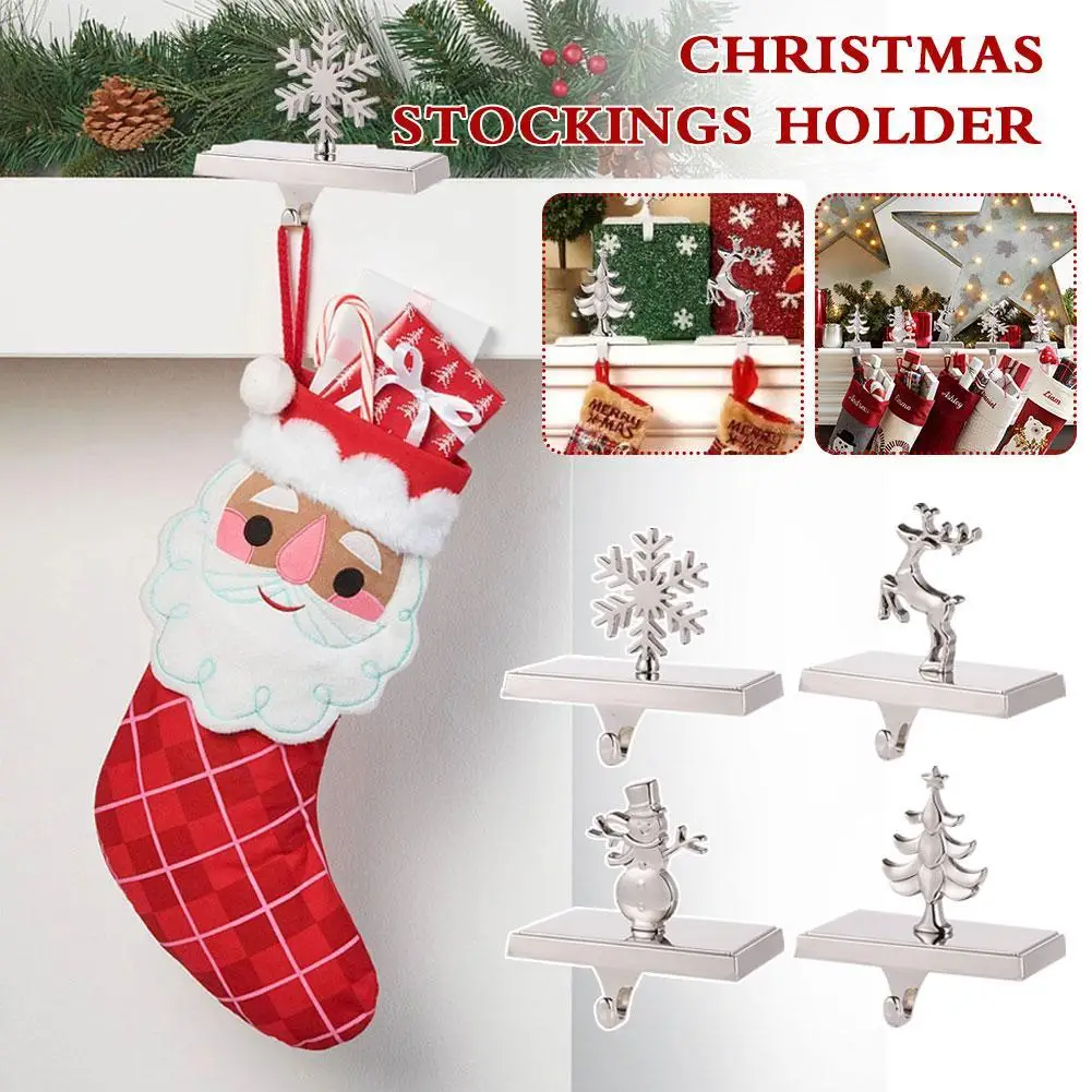 Christmas Stockings Holder Set Of 4 - Christmas Stocking Hanger For Mantel Multi-Uses Stocking Hooks Fireplace Christmas Decor