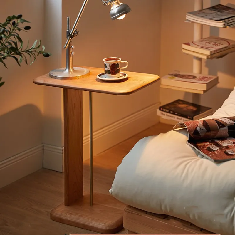 Harp side table, sofa side, cherry wood side cabinet, table removable bedside table, small coffee table corner table