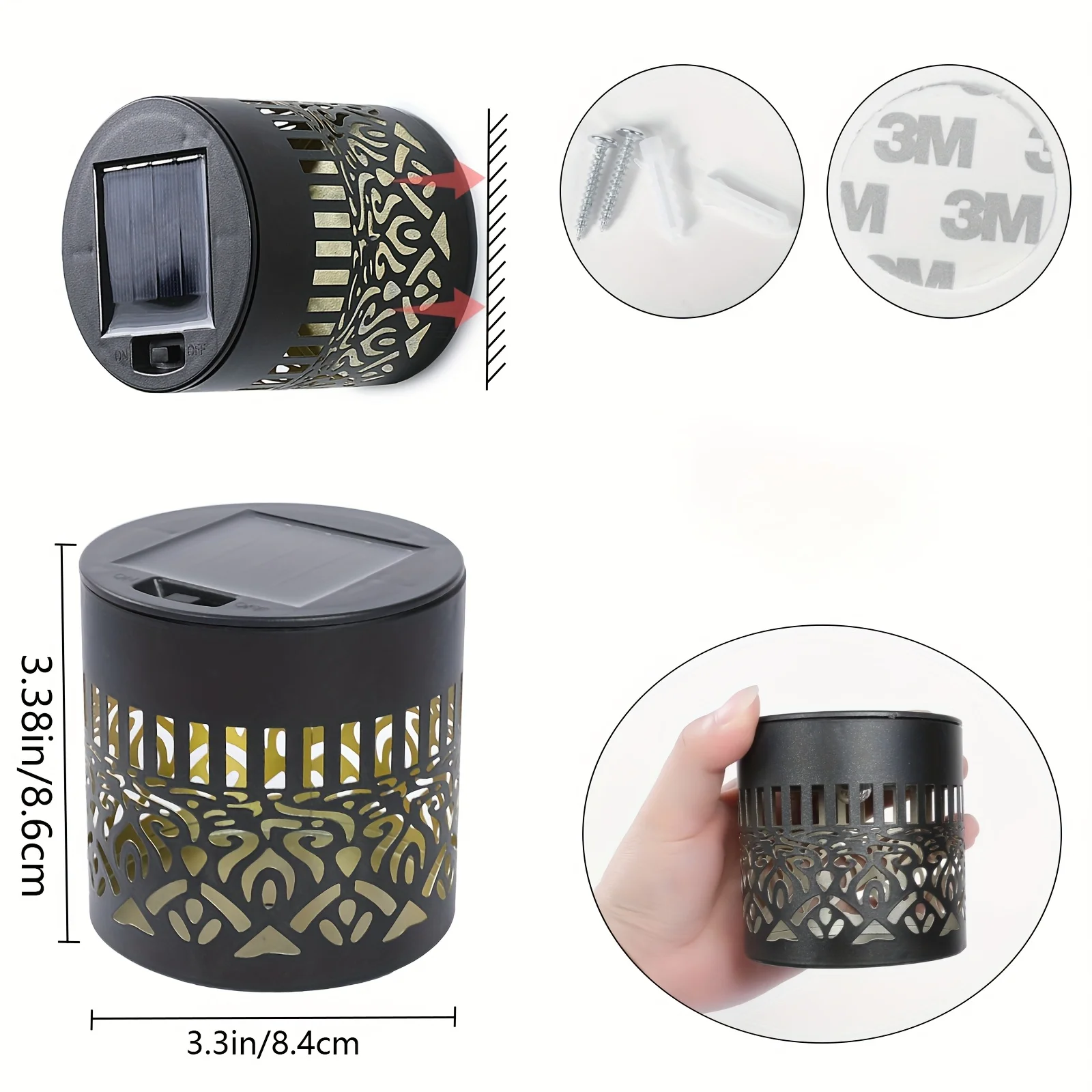 أضواء السياج الشمسية أضواء حديقة عيد الميلاد، أضواء الجدار الشمسية ماندالا / عباد الشمس في الهواء الطلق زينة عيد الميلاد، ديكور الحديقة #5