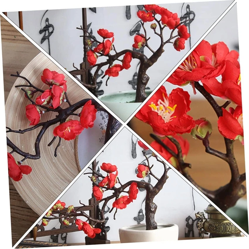 

Plum Blossoms Artificial Silk Flower Home Table Living Room Christmas New Year Vase Decor Diy Wedding Wreath Bouquet DiyGift Box