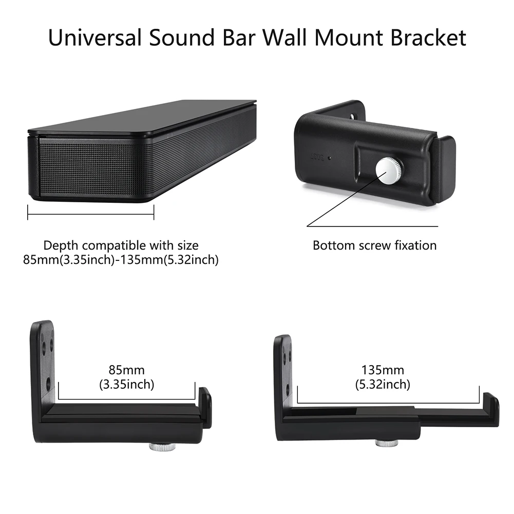 Soundbar Wall Mount Bracket Universal Sound Bar Mounting Bracket Anti-Drop Drywall Sound Bar Wall Bracket for Most Soundbars