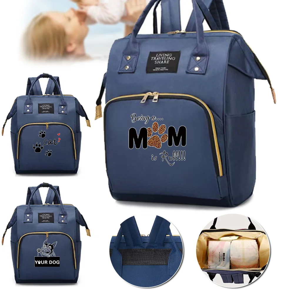 

New Mommy Pack Large Capacity Compartments Zipper Backpack Portable Footprints Pattern Casual Travel Storage Shopping Bag Unisex