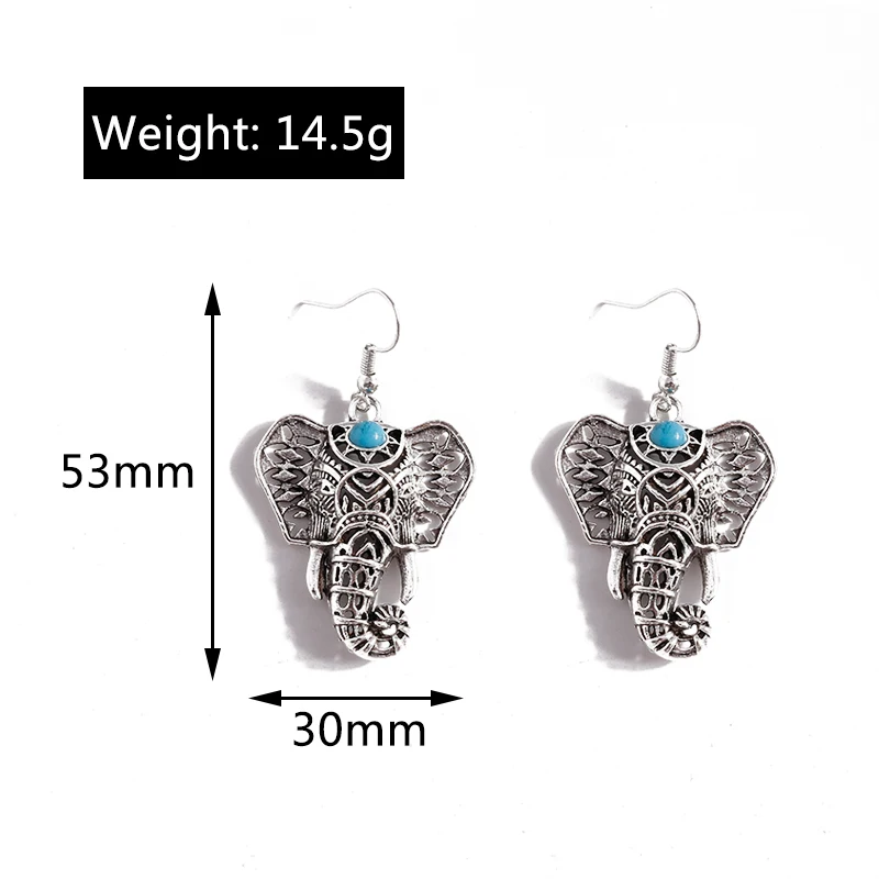 Bohemian Vintage Silver Color Elephant Drop Earrings for Women Cute Animal Pendants Dangle Earrings Girls Party Jewelry Gifts