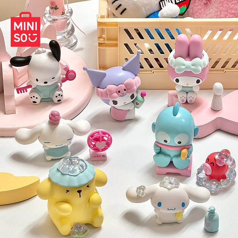 

MINISO Sanrio, персонажи серии, время ванной, искусственное украшение, подарок на день рождения, настольная декоративная фигурка, игрушка