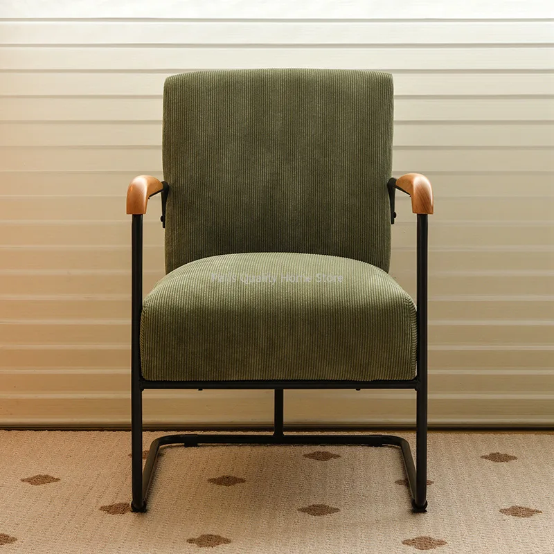 Sofá individual nórdico, pequeño apartamento, sala de estar, silla de ocio, pana Retro, dormitorio, sofá de hierro