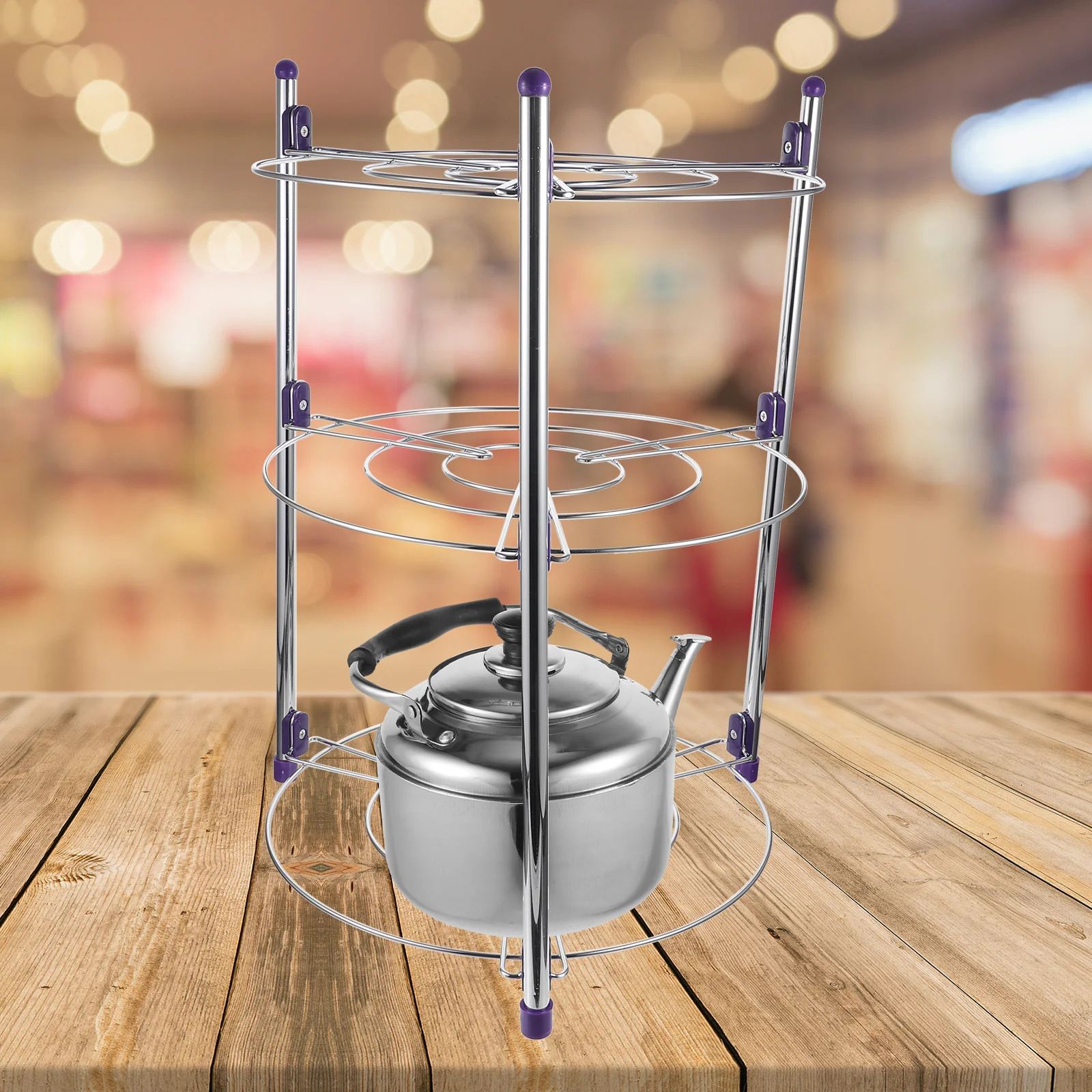 

Stainless Steel Pot Rack Household Multi-Function Pan Organizer Convenient Kitchen Storage Rack Lightweight Easy Carry