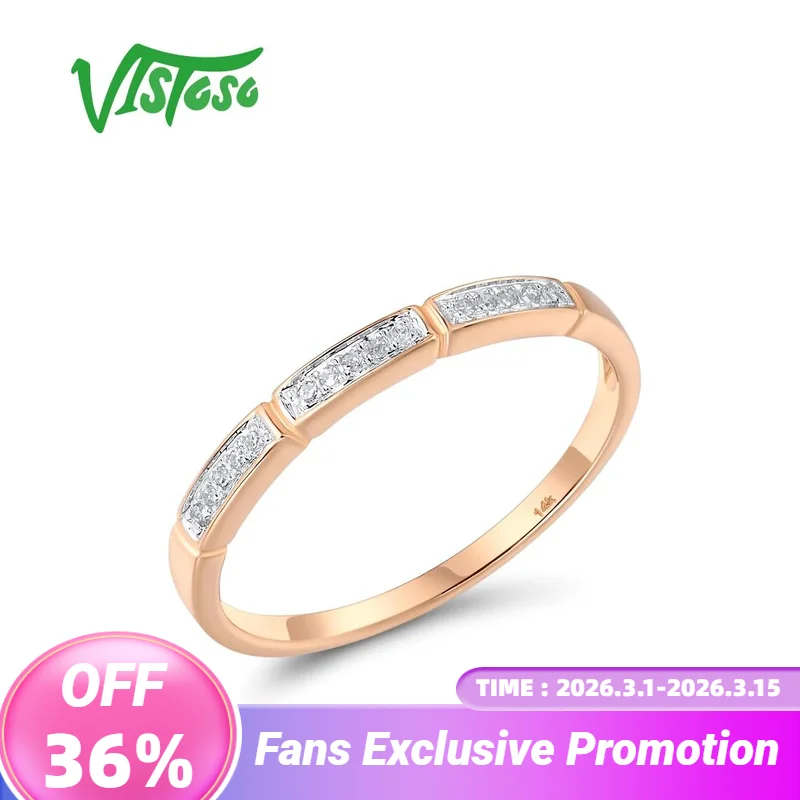 

VISTOSO натуральное кольцо из розового золота 14 карат 585, кольца для женщин, сверкающие бриллианты, обещание, помолвка, годовщина, свадебный подарок, ювелирные украшения
