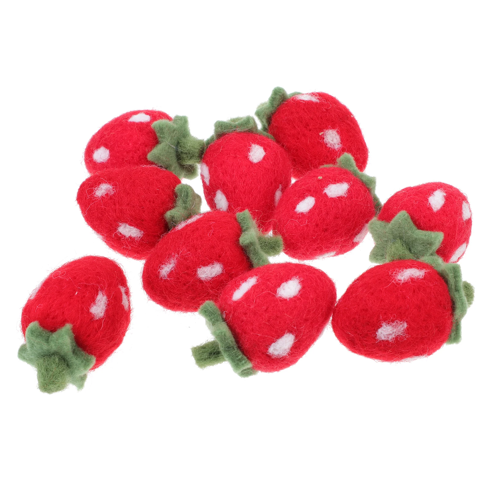 

10 Pcs Wool Felt Products Strawberry Shape Hand Made Crafts DIY Accessories Room Kids Hair Ornament Office Toy Sewing Kits