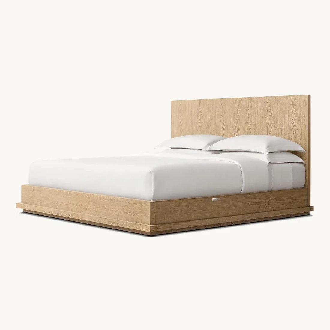 American Simple Double Solid Wood Bed French Country Vintage Oak 1.8 Queen Bed Family Villa Wedding Bed RH Furniture