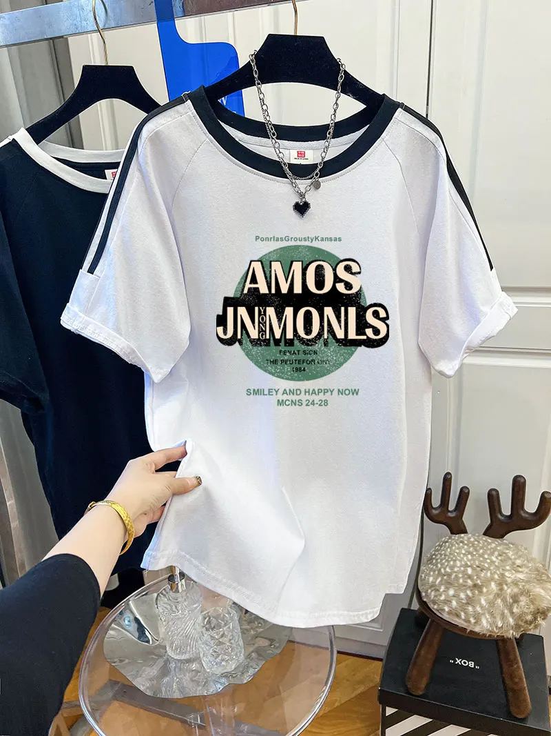 

American Vintage Cotton Short-sleeved T-shirt Unisex Ins Summer Loose and Versatile Three-bar Half-sleeved Shirt Fashion Top