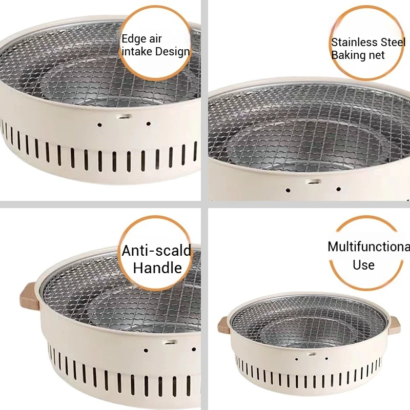 Outdoor multifunctional barbecue grill camping tea making baking tray net carbon baking basin stainless steel material with sink