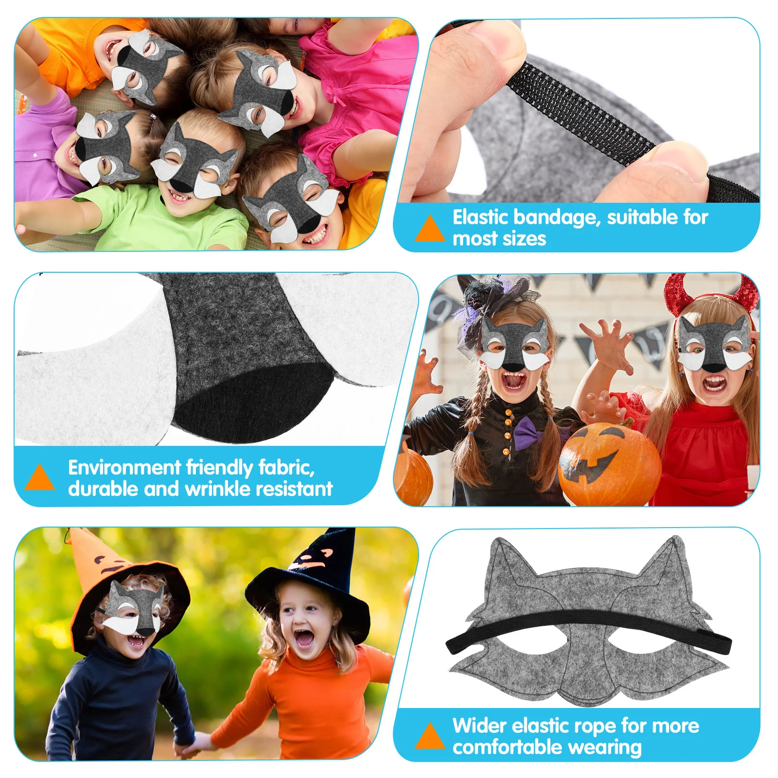 Wolf Head Mask for Kids Face Halloween Decor Facial Tail Dress up Cosplay Half Man Costumes