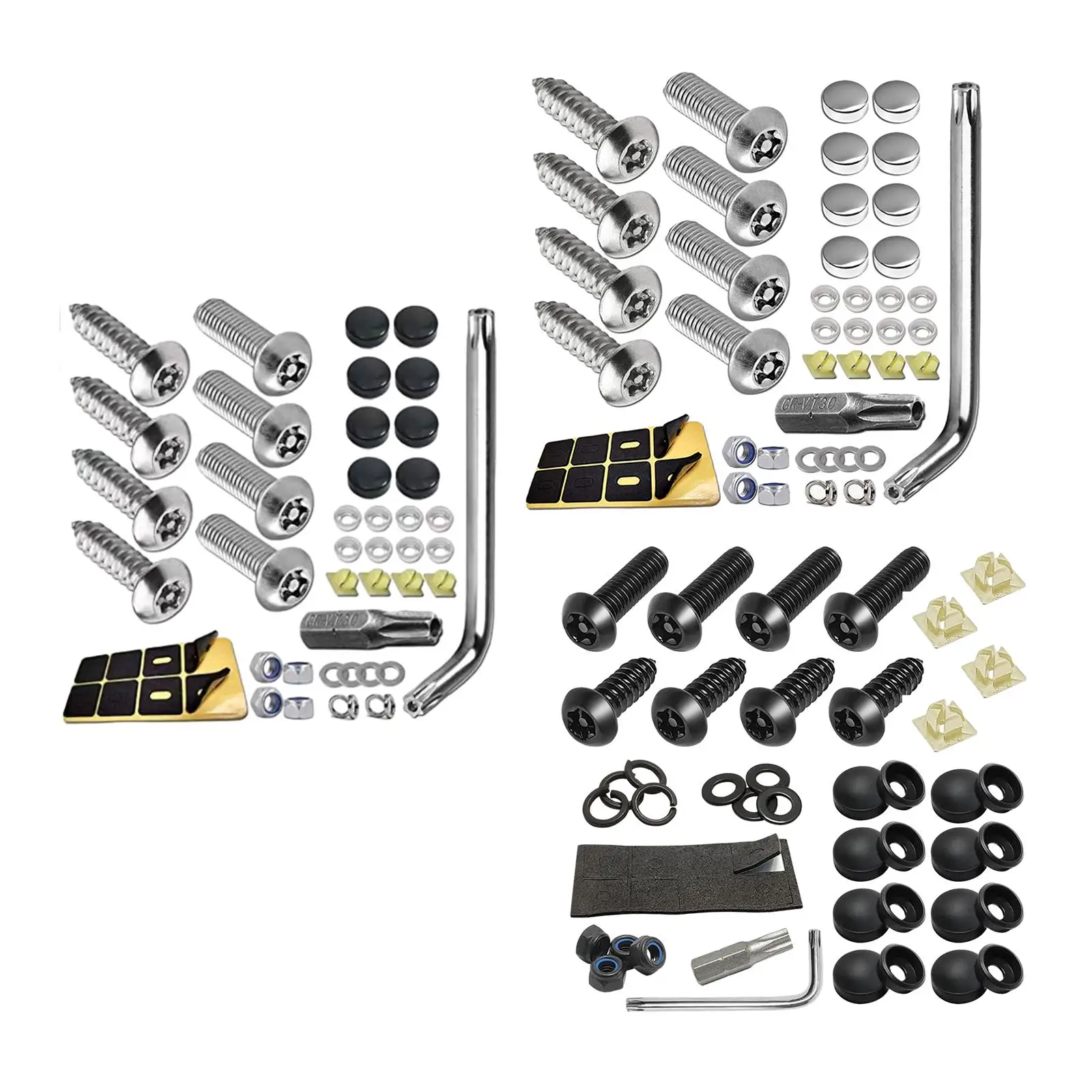 Conjunto de parafusos de placa de licença de aço inoxidável, à prova de ferrugem, hardware de montagem de placa de carro, peças de parafusos de placa de licença de segurança automática