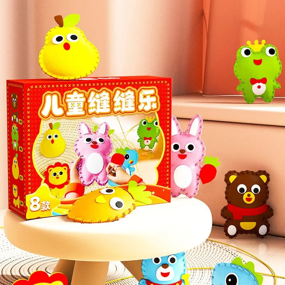 Multicolor DIY Sewing Toy Cartoon Bear Rabbit Simple Operate Cartoon Animal Doll Safety Tool EVA Doll Sewing Material Kit Toy