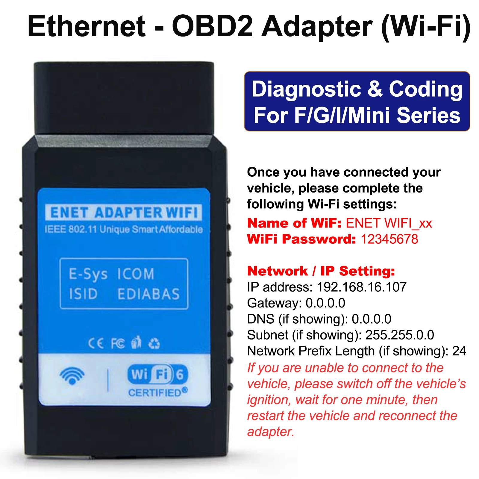 ENET WiFi Adapter for BMW F/G/I/Mini Series