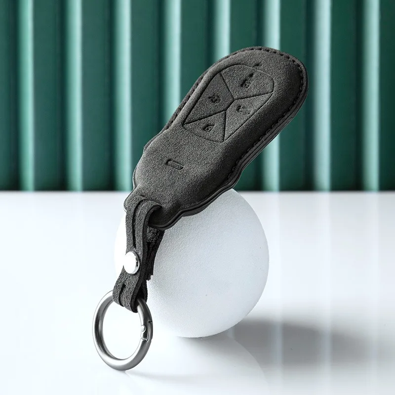 For XPeng P7i/G9/P5/G3i/G6 Key Fob Case - Suede Cover with Keychain, Smart Key Protective Shell