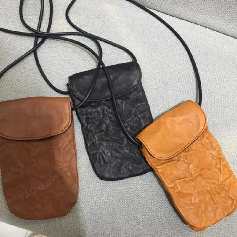 Yao Dong Genuine leather mobile phone bag vegetable tanned leather imported sheepskin Brand design luxury handmade crossbody wom