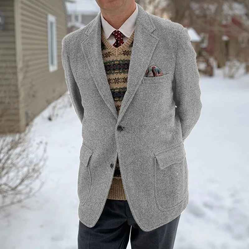 

Urban Blazers Business Casual Single-breasted. Fashion Suit Jackets for Man Herringbone Fabric Men's Social Coat Vintage Style
