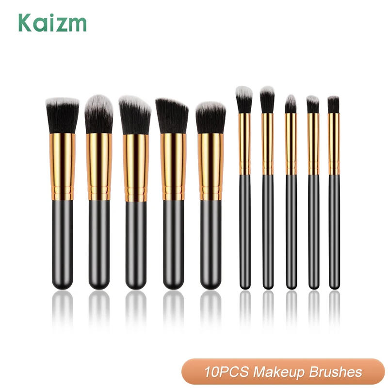 Kaizm Makeup Brushes Set 10pcs Cosmetic Brushes Makeup Instruments Tools  Eyeshadow Foundation Concealer Brush Female Makeup