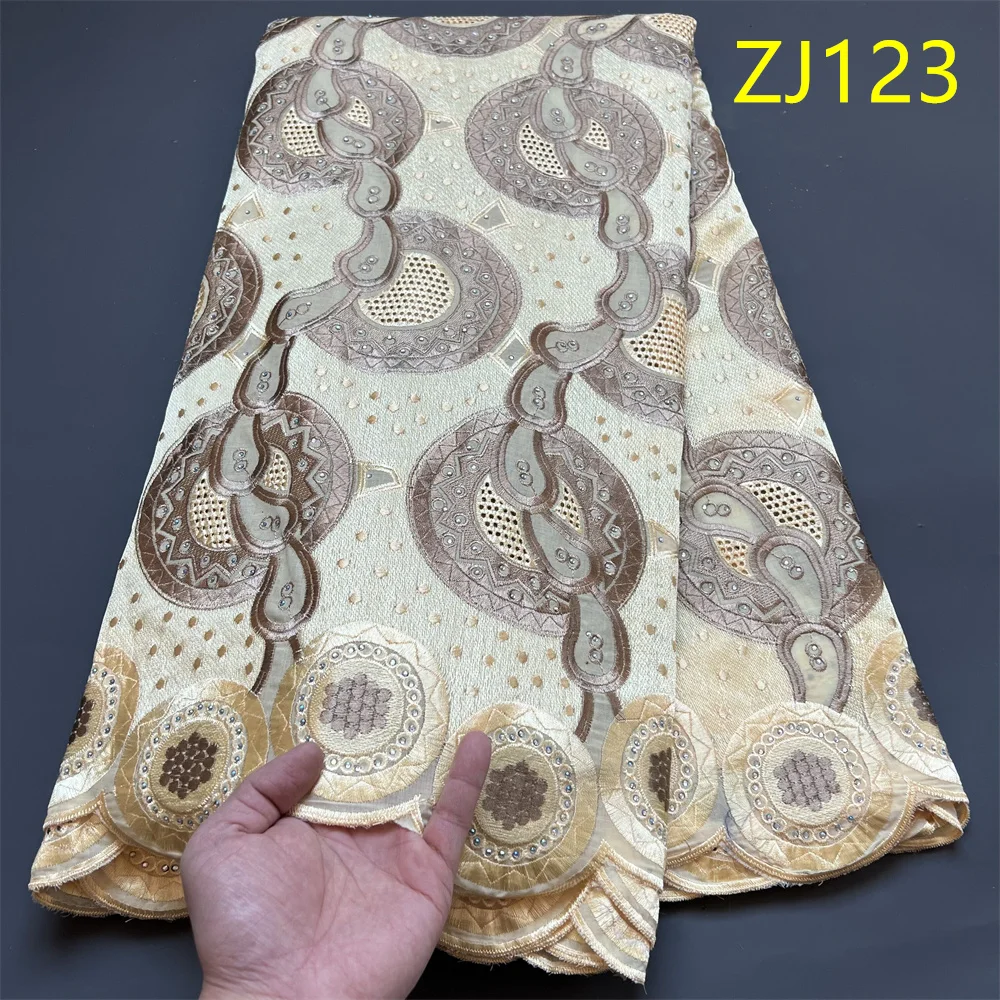 

2026 African Nigerian High-Quality Cotton Damask Guipure Tulle Lace Fabric for Dress Prom Party Gown Latest Design 5Yards ZJ123